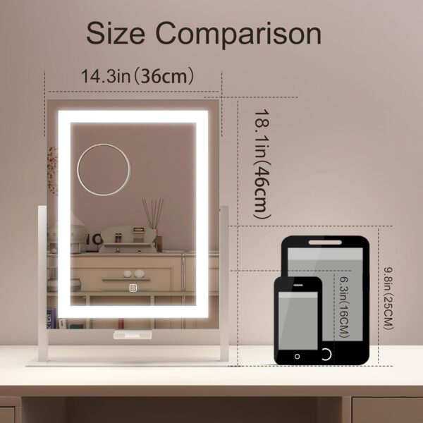 Lighted Makeup Mirror, 16" x 12" Hollywood Vanity Mirror - Image 2