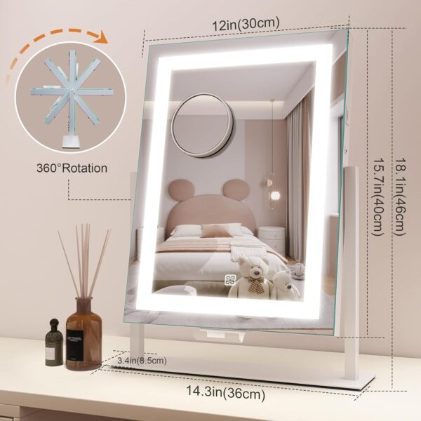 Lighted Makeup Mirror, 16" x 12" Hollywood Vanity Mirror - Image 3